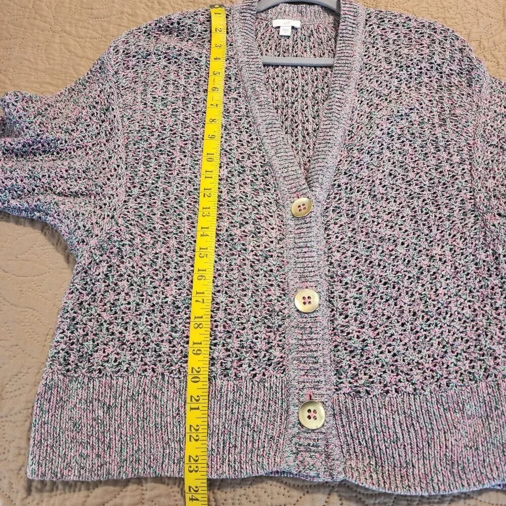 J.Jill button front cardigan sz S women Boho Marled Open Knit